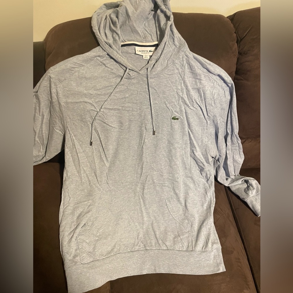 Baby blue Lacoste hoodie light weight fit relaxed fit size XL